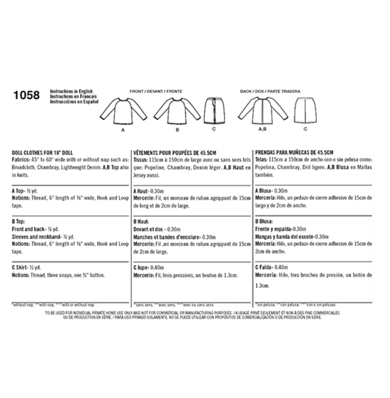 Simplicity 1058OS snitmønster