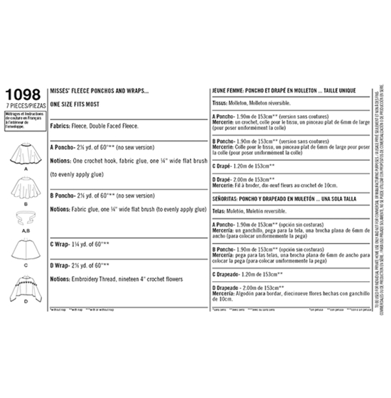 Simplicity 1098OS snitmønster