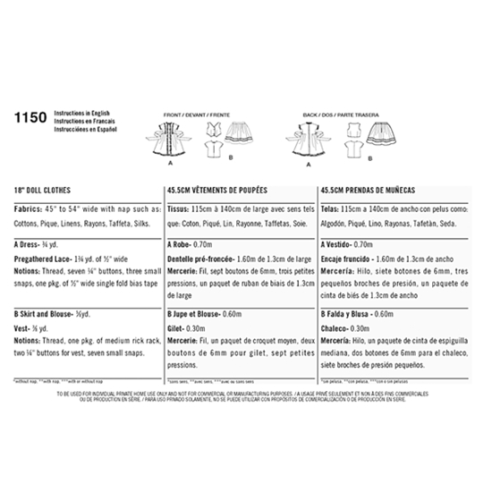 Simplicity 1150OS snitmønster