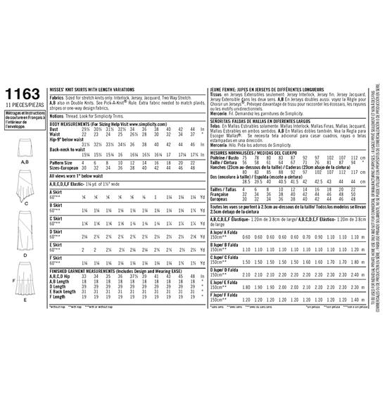 Simplicity 1163R5 snitmønster