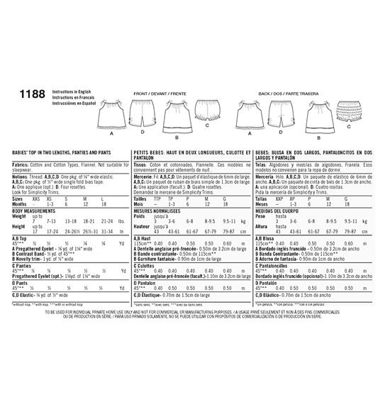 Simplicity 1188A snitmønster