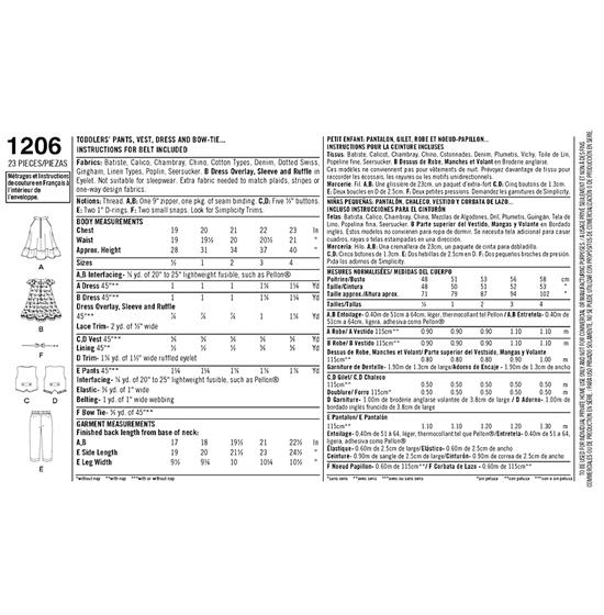 Simplicity 1206A snitmønster