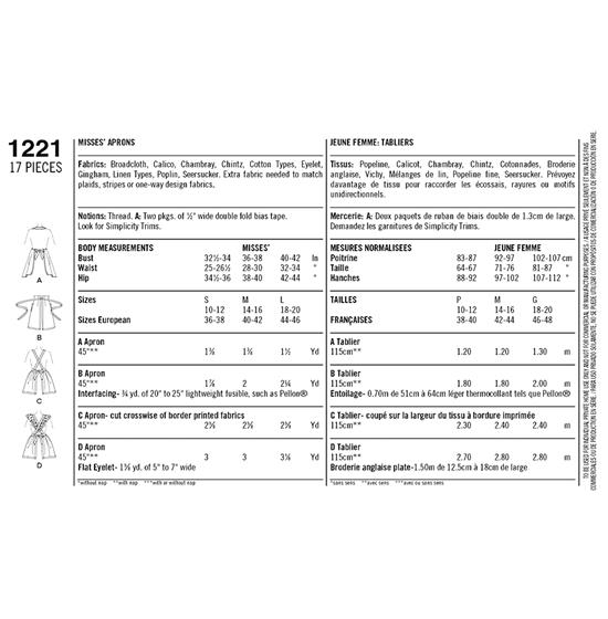 Simplicity 1221A snitmønster