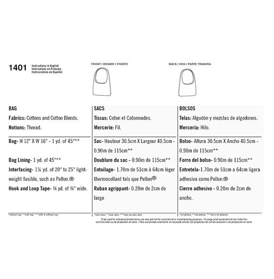 Simplicity 1401OS snitmønster