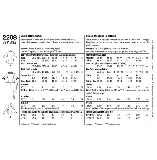 Simplicity 2208A snitmønster