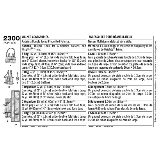 Simplicity 23000 snitmønster