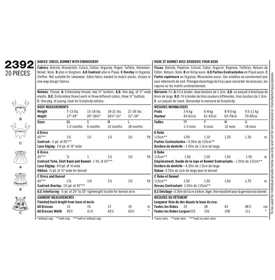 Simplicity 2392A snitmønster