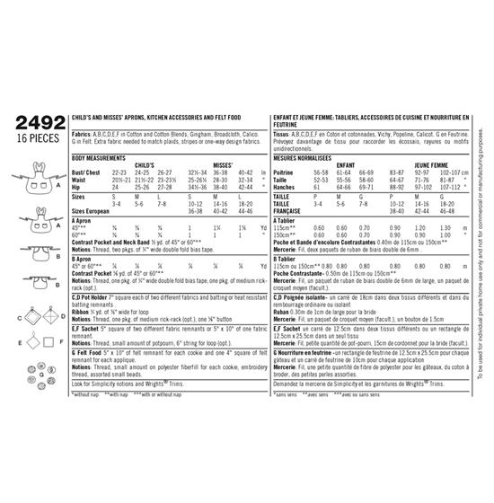 Simplicity 2492A snitmønster