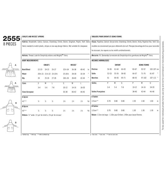 Simplicity 2555A snitmønster