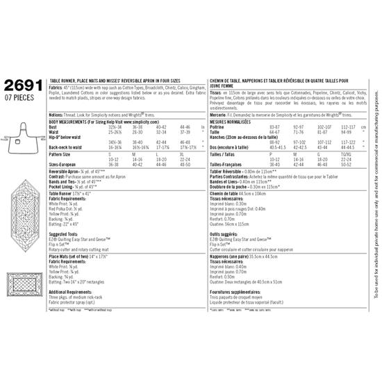 Simplicity 2691A snitmønster