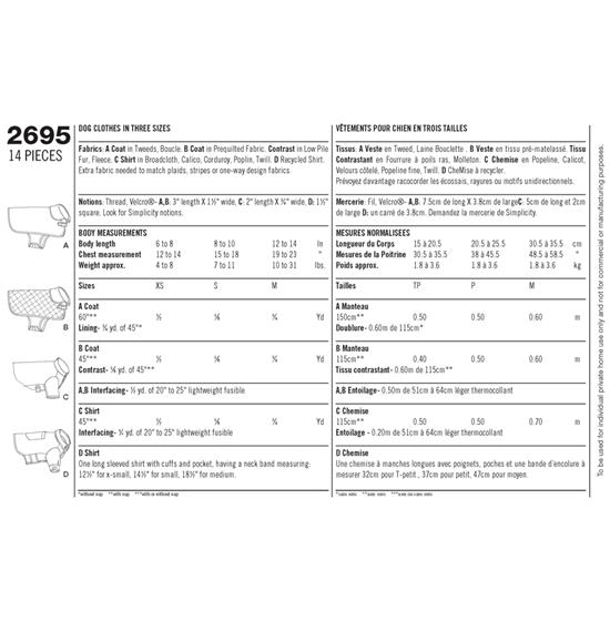 Simplicity 2695A snitmønster