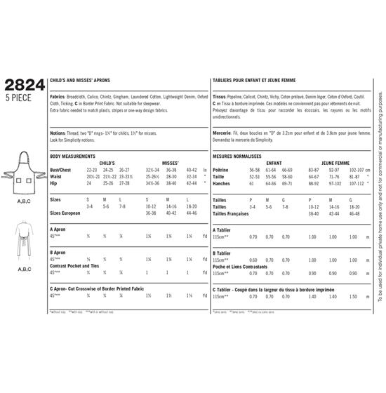 Simplicity 2824A snitmønster