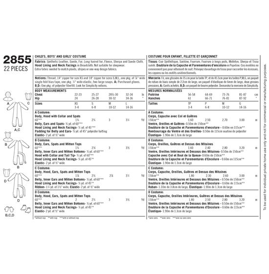 Simplicity 2855A snitmønster